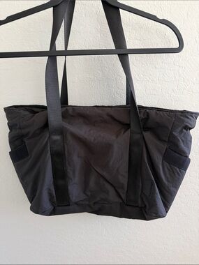 Spacious Black Nylon Tote Bag with Sturdy Webbing Straps